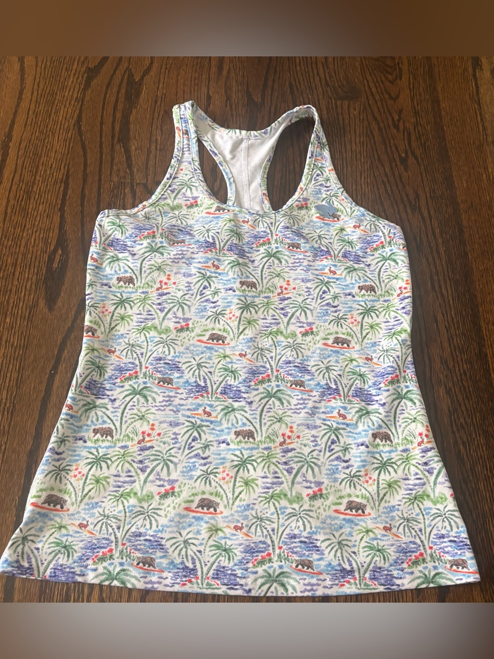 Rabbit Running California Print Racerback Tank Womens small